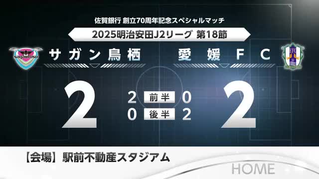【速報】サガン鳥栖 前半で2点先取も愛媛が後半に反撃 2対2の引き分け
