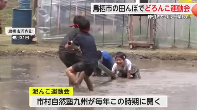 子どもたちが田んぼで棒引きやリレー楽しむ 泥んこ運動会【佐賀県鳥栖市】