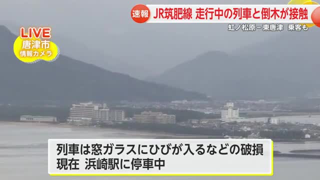 列車と折れた木が衝突 窓ガラスにひびが入るなどの破損 JR筑肥線【佐賀県唐津市】