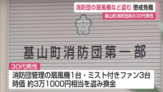 消防団の扇風機など盗みリサイクルショップで換金 基山町消防団員の30代男性を懲戒免職処分 【佐賀県】