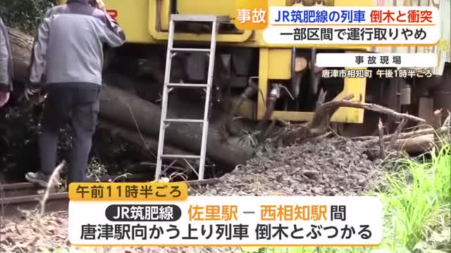 列車が倒木と衝突 JR筑肥線の一部区間で終日運行取りやめ けが人なし【佐賀県】