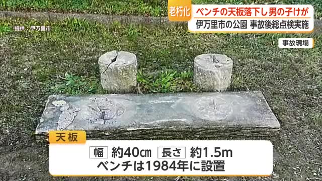 老朽化した公園のベンチの天板部分落下　近くにいた男の子がけが【佐賀県】